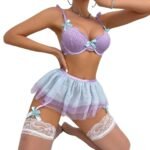 Hot Maid Fantasy Lingerie – Sexy Fishnet Teddy & Lace Pajama Set 4