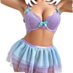 Hot Maid Fantasy Lingerie – Sexy Fishnet Teddy & Lace Pajama Set 4