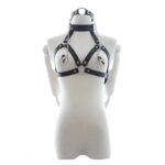 Adjustable Bondage Harness Bra with Collar & Clamps 1