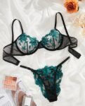 Black Green Bra Set 1