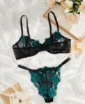 Black Green Bra Set 1