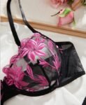 Black Pink Bra Set