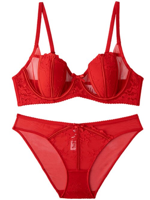 Crimson Charm Lace Push Up Bra & Panty
