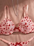 pink red bra set