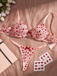 pink red bra set