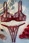 Red White Bra Set