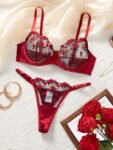 BLACK RED BRA SET