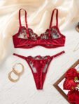 BLACK RED BRA SET
