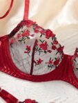 BLACK RED BRA SET
