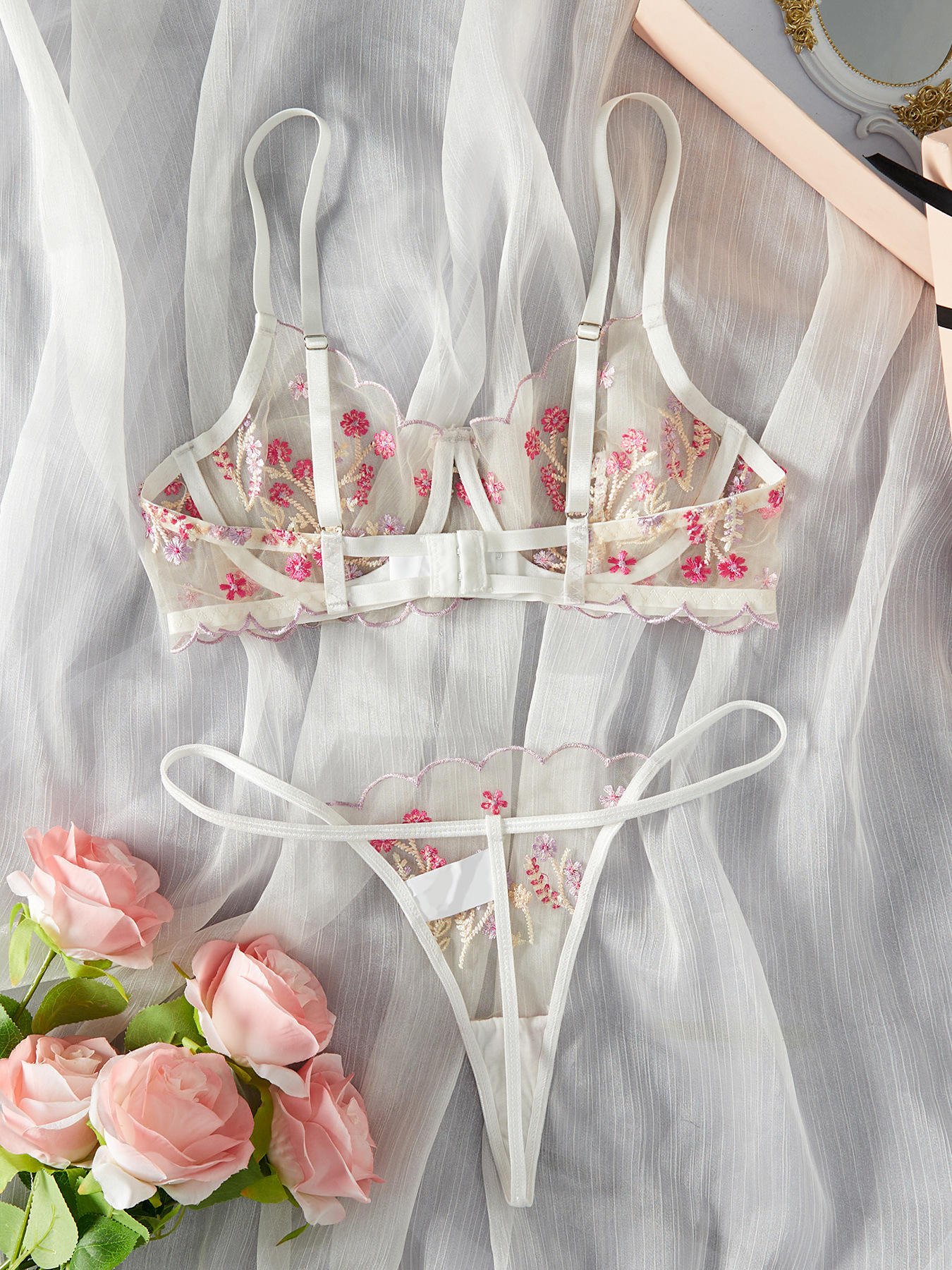 PINK WHITE BRA SET 6