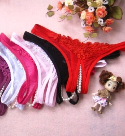 Panty Floral Lace Thong Panty – Rose Red, Red & White