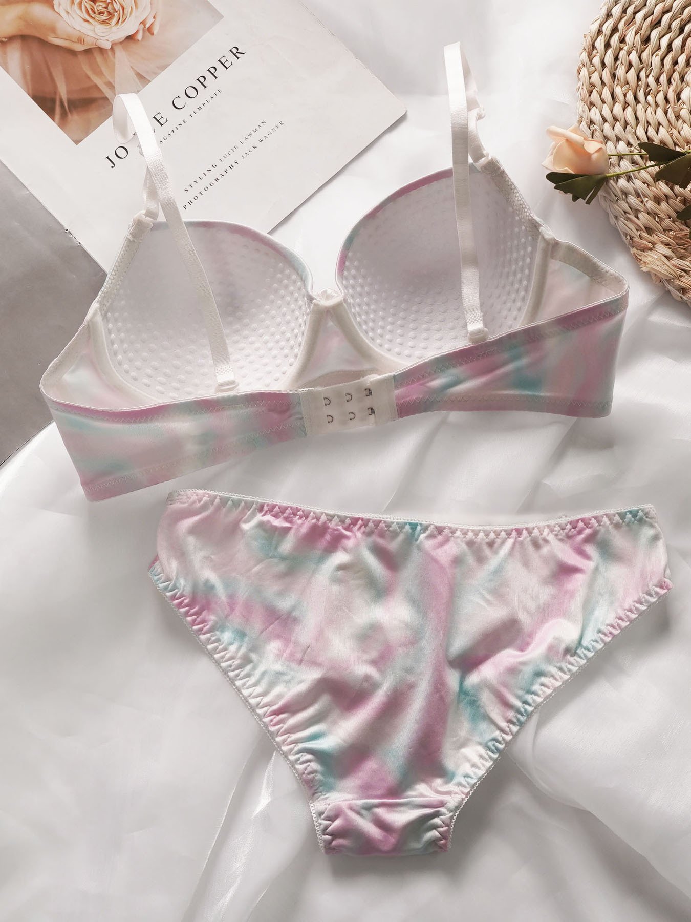 WHITE PINK BRA SET 04