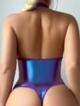 purple leather bodysuit