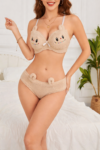 teddy beige bra panty set
